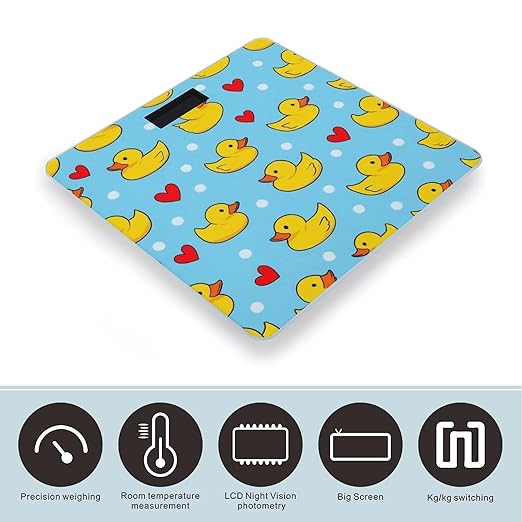 Smart Scale for Body Weight Automatic Switch Digital Bathroom Weighing Scale Pink Heart Polka Dots Blue Yellow Rubber Ducks