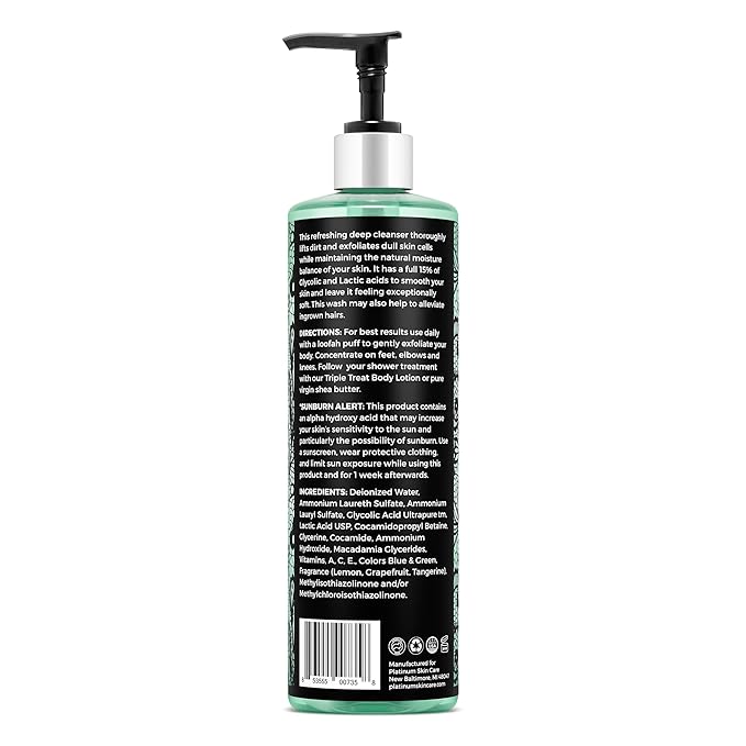 Platinum Skin Care Glycolic &amp Lactic Bodywash 8.5oz.