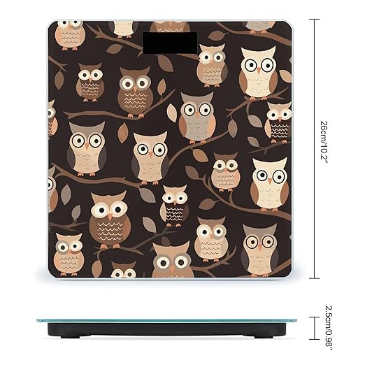 Cute Brown Cartoon Owls Bathroom ScaleHighly Accurate Digital Weighing Machine for People Bright LED Display Weight Scale for The Aldult Home Use