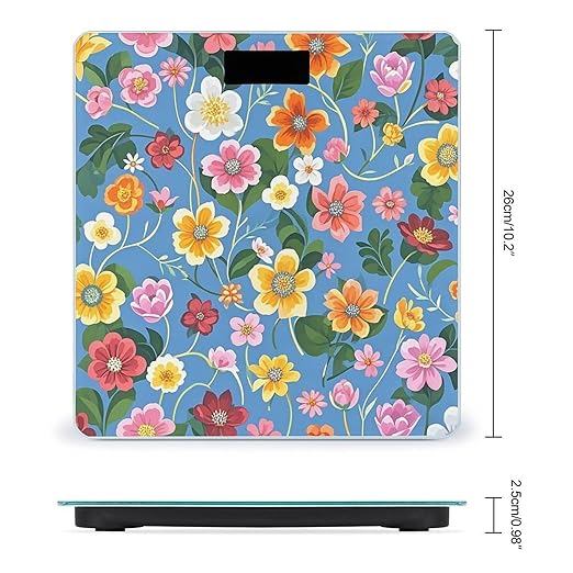 Floral Background Scale for Body Weight Highly Accurate Digital Bathroom Body Scale Digital Bathroom Scales for People Anti-Slip Large LCD Display Smart Scales