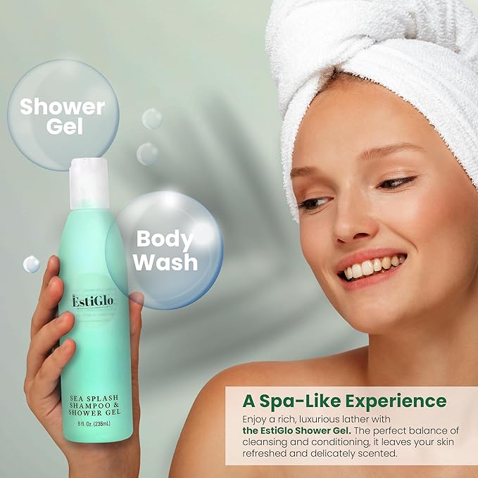 Sea Shampoo Shower Gel 8oz Bundle with Supracor Bath Mitt-Shampoo Bath Gel &amp Exfoliating Glove Dead Skin Remover for Body-Exfoliator Glove Honeycomb Face Scrubber Exfoliating Mitt for Body
