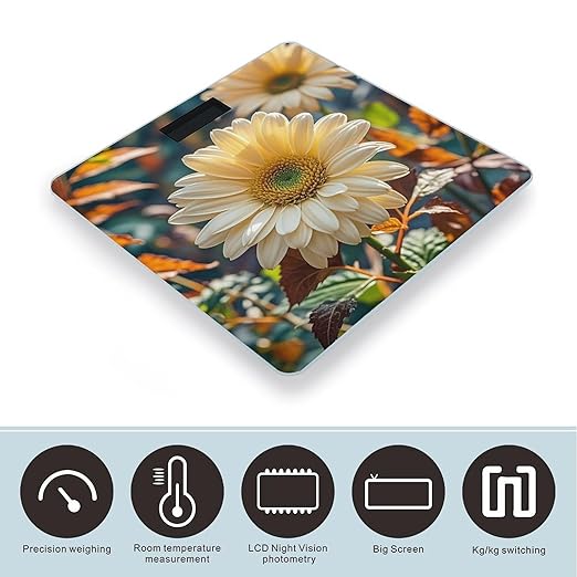 Autumn Flower Leaves Smart Scale for Body Weight Accurate Bathroom Scale with LED Display Digital Weight Scales Weighing Machine High Precision Scales for Bath Home