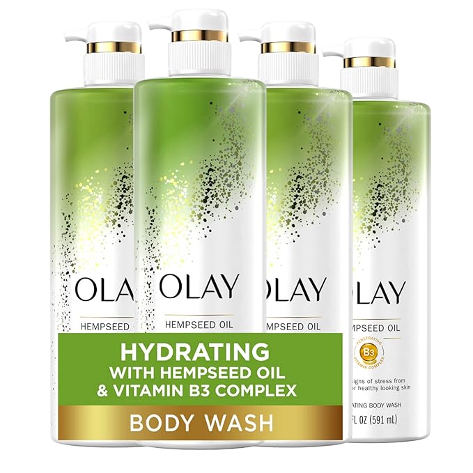 Olay Hydrating Body Wash for Women with Hempseed Oil and Vitamin B3 20 fl oz (Pack of 4)