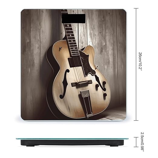 Guitar Pictures Scale for Body Weight Accurate Digital Bathroom Scale Toughened Glass High Precision Scales Smart Weight Scales with Large LCD Backlight Display Weighing Machine