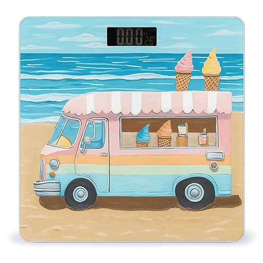 Summer Beach Ice Cream Truck Smart Scale for Body Weight Accurate Bathroom Scale with LED Display Digital Weight Scales Weighing Machine High Precision Scales for Bath Home