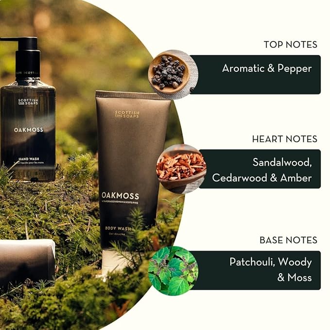 Scottish Fine Soaps Oakmoss Body Wash with Scots Pine Rowan Tree Extract Natural Fragrance 300ml