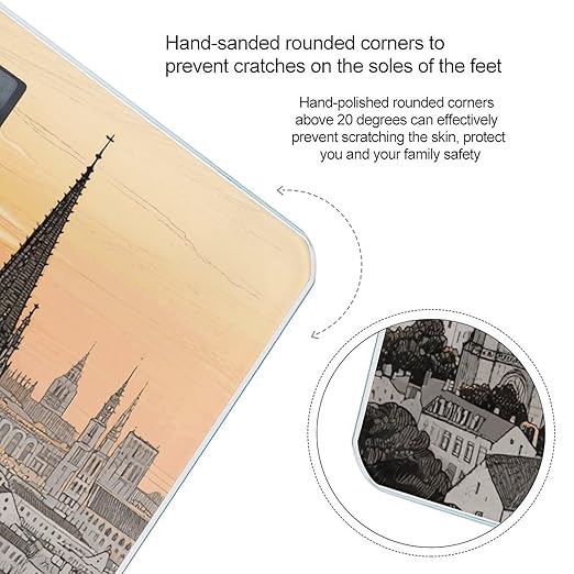 Ancient City Skyline Scale for Body Weight Sturdy Tempered Glass Weighing Scales with LCD Display Accurate Digital Bathroom Scale Convenient Body Fat Smart Scales Easy Read