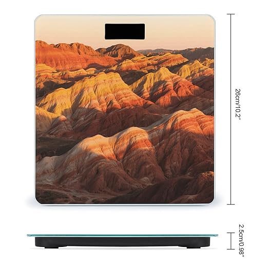 Danxia Landform Scale for Body Weight Sturdy Tempered Glass Weighing Scales with LCD Display Accurate Digital Bathroom Scale Convenient Body Fat Smart Scales Easy Read