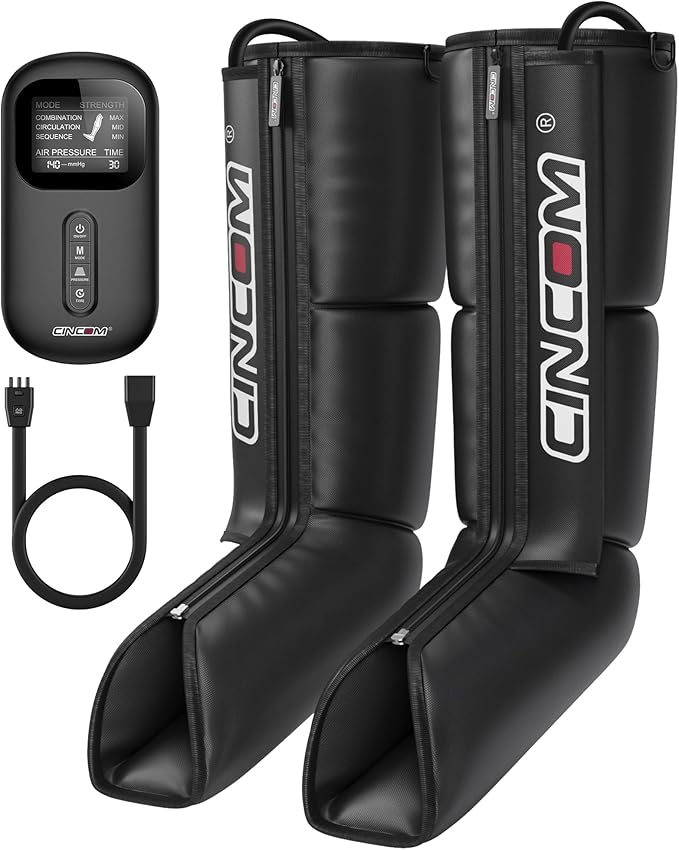 CINCOM Leg Massager for Circulation and Pain Relief Air Compression Boots Helpful for Relaxation Swelling and Edema Athletes Recovery