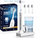 Electric Toothbrush with Water Flosser 3 Sonic Toothbrush Modes &amp 5 Water Pressures Rechargeable &amp Portable for Adult Teeth Cleaning and Plaque Removal IPX7 Waterproof 30-Day Battery