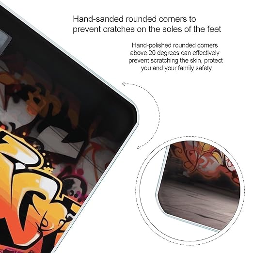 Graffiti Hip Hop Scale for Body Weight High Precision Digital Weight Scales with LCD Display Anti-Slip Sturdy Slim Tempered Glass Bathroom Scale for Home Use