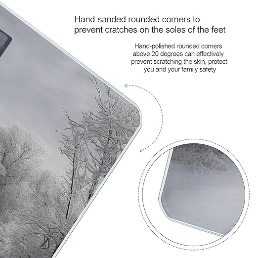 Snowy Train Tracks Scale for Body Weight High Precision Digital Weight Scales with LCD Display Anti-Slip Sturdy Slim Tempered Glass Bathroom Scale for Home Use