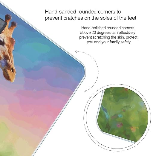 Colorful Artistic Giraffe Weight ScaleClear LED Display Bathroom Digital Weighing ScaleTempered Glass Digital Bathroom Scale for Body Weight Capacity Up to 400 Lbs