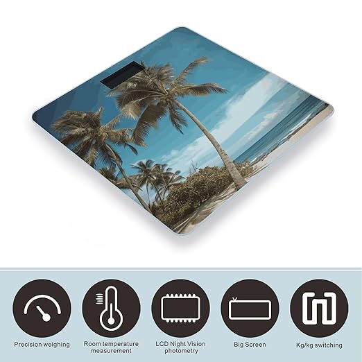 Beach Coconut Tree Scale for Body Weight Digital Bathroom Scale Precision Smart Weighing Scales with Clear LED Display Accurate High Precision Scales Weighing Machine