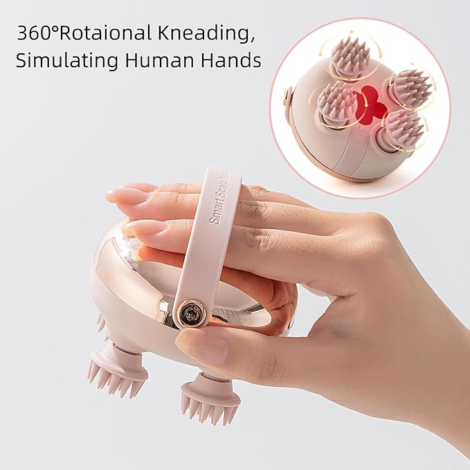 Electric Scalp Massager for Hair Growth Red Light Therapy Head Massager Stress Relax Waterproof Scalp Scrubber with Hand Strap Handheld Rechargeable Scalp Massagers for Body &amp Dog Massager (Gol