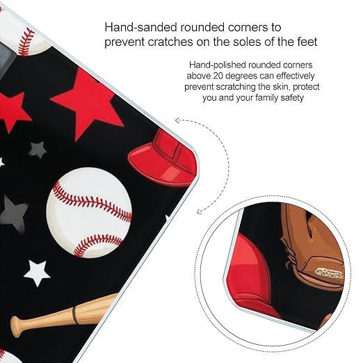 Smart Scale for Body Weight Digital Bathroom Weighing Scale Energy Saving Scale Red Black Baseball