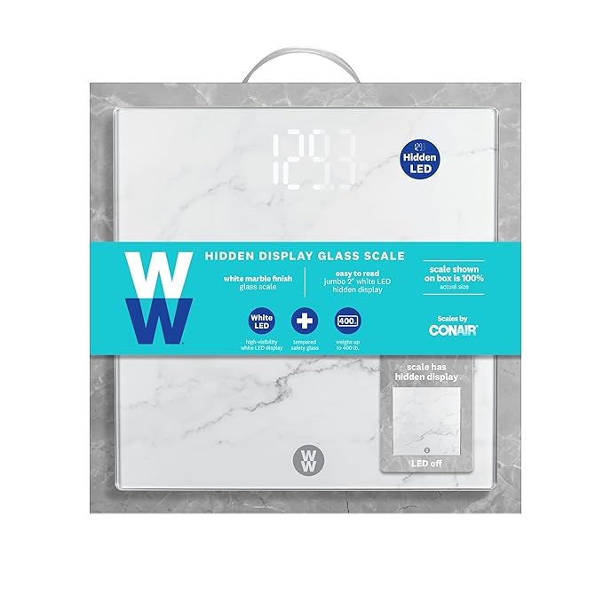 Weight Watchers Scales by Conair Scale for Body Weight Digital Bathroom Scale in White Marble Finish