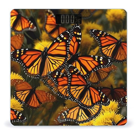 Monarch ButterflieScale for Body Weight with LCD High Precision Weighing Scales Fashion Sturdy Tempered Glass Weight Scales Easy-to-Read Digital Bathroom Scale for Daily 400lb