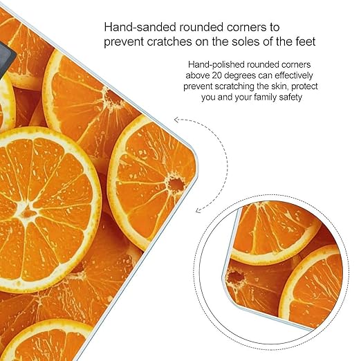 Orange Slices Scale for Body Weight Accurate Digital Bathroom Scale Toughened Glass High Precision Scales Smart Weight Scales with Large LCD Backlight Display Weighing Machine