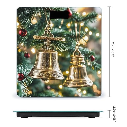 Christmas Bell Scale for Body Weight Highly Accurate Digital Bathroom Body Scale Digital Bathroom Scales for People Anti-Slip Large LCD Display Smart Scales