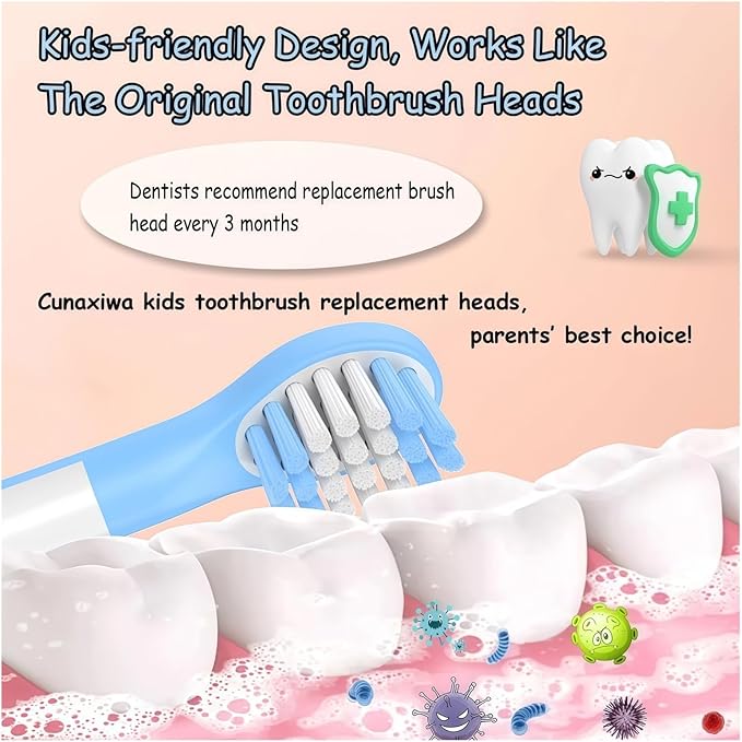 Kids Replacement Toothbrush Head Compatible with Philips HX6032/94HX6320HX6340HX6321HX6330HX6331 Replacement Brush Heads for 3-7 Years Old Kids (Mini Size)(8pcs Pink)