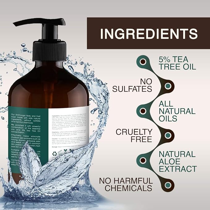 Tea Tree Oil Body Wash and Aloe Vera Gel with Organic Aloe Vera Cold Pressed bundle