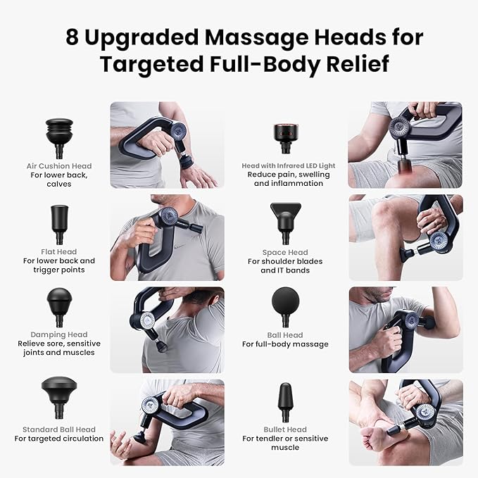 BOB AND BRAD D6 Ultra Massage Gun with Infrared Light Deep Tissue Percussion Massager Gun with 16mm Amplitude Professional Muscle Massager for Athletes Electric Handheld Massager