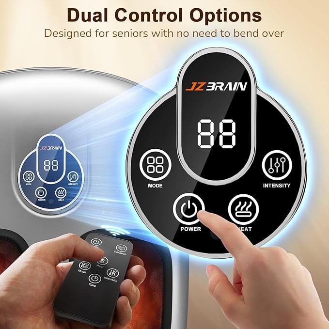 Shiatsu Foot Massager Machine with Heat : Deep Kneading Foot Massager with Vibration &amp Compression for Plantar Fasciitis &amp Neuropathy - for Women &amp MenRelax for Home Office Use (Silver)