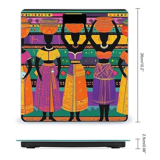 Smart Scale for Body Weight Digital Bathroom Weighing Scale Energy Saving Scale Colorful Ethnic Dress Traditional African Black Women