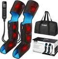 FIT KING Air Compression Leg Massager with Heat and Compression for Circulation and Pain Relief Full Leg &amp Foot Massager for Swelling Edema RLS with Pressure Sensor LCD Display for Dad Mom Wife