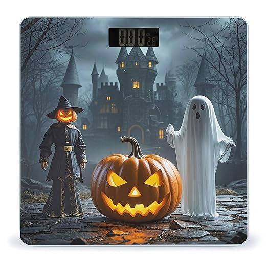 Ghost Jack-O'-Lantern Funny Puppet Bathroom Scale Digital Weight Scale Precision 400 Lbs Weighing Scales Large with LCD Backlight Display BMI Measures