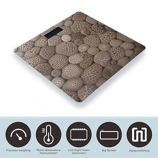 Petoskey Stone Weight ScaleClear LED Display Bathroom Digital Weighing ScaleTempered Glass Digital Bathroom Scale for Body Weight Capacity Up to 400 Lbs