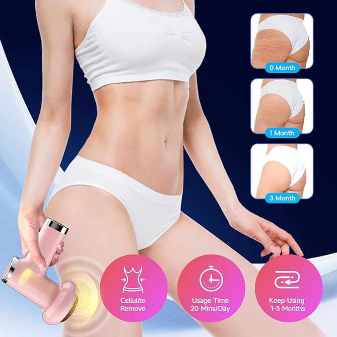 Anti Cellulite Massage Tool Body Sculpting Machine for Women Lymphatic Drainage Device with Lipo Roller Handheld Home Use for Belly Fat Stomach Thighs &amp Buttocks Sculpting (Pink)