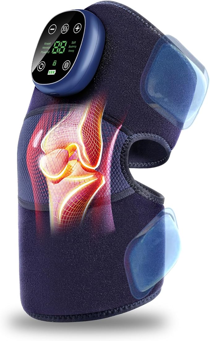 Creliver Knee Massager with Heat Cordless Heating Pad for Knee with 6 Heat Levels &amp 3 Vibration Modes &amp 3 Massage Modes Gifts for Dad Mom