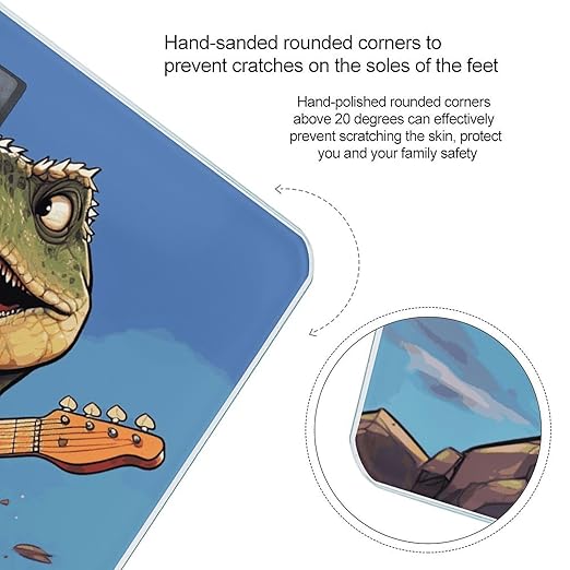 Digital Bathroom Scale for Body Weight Scale with Bright LCD Display High Accuracy Step-On Technology Auto On/Off Dinosaur Playing Guitar Digital Scales 400 Lbs /180kg