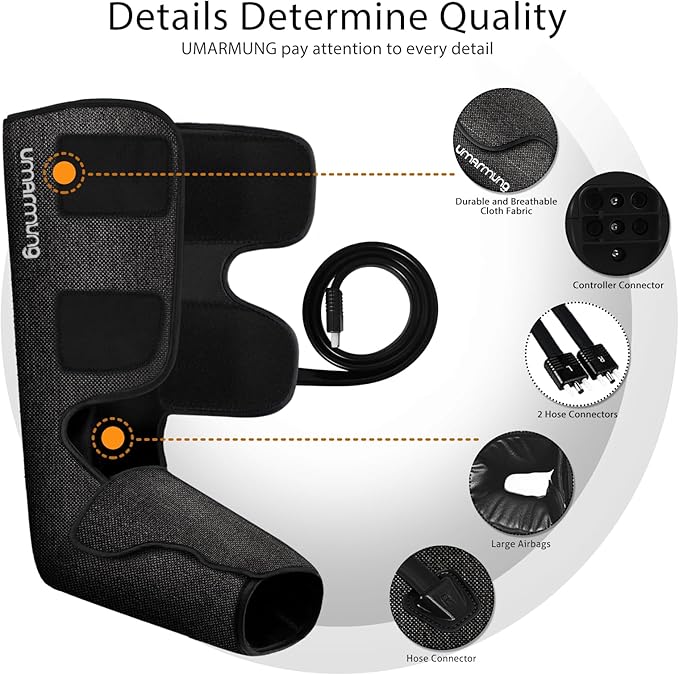 UMARMUNG Air Compression Leg Massager with Heat Gifts for Women Men Mom Dad Leg Foot Massager Gift for Christmas Fathers Day Mothers Day Vericose Veins Edema Muscle Fatigue Cramps Swelling