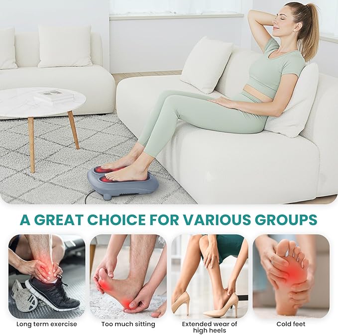 Nekteck Foot Massager with Heat Heated Foot Massager for Plantar Fasciitis Pain Relief and Circulation Shiatus Electric Under Desk Feet Massager Machine Gifts for Men Woman Him Her Mon Birthday
