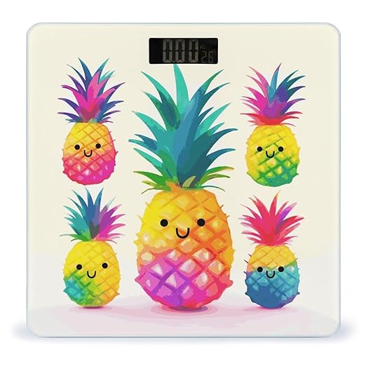 Rainbow Pineapple Cartoon Weight Scale Digital Electronic Scales Bathroom Scale Larg LCD Backlight Display High Precisio MeasurementsTempered Glass
