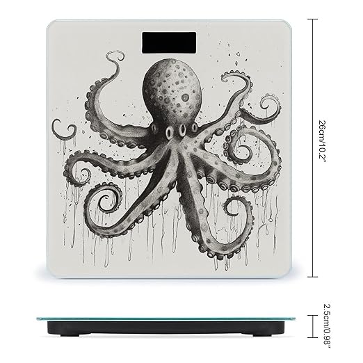 Octopus Scale for Body Weight Highly Accurate Digital Bathroom Scale Sturdy Tempered Glass Weighing Scales with LCD Display Fashion Body Fat Smart Scales 400lb