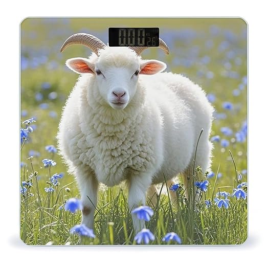 Sheep Bathroom Scale for Body Weight Bathroom Weighing Scales with Back Lit LED Display Sturdy Tempered Glass Body Weight Bathroom Scale 400lb Weighing
