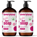 Everyone 3-in-1 Kids Soap Body Wash Bubble Bath Shampoo 32 Ounce (Pack of 2) Berry Blast made with Essential Oils for Toddlers tweens and teens
