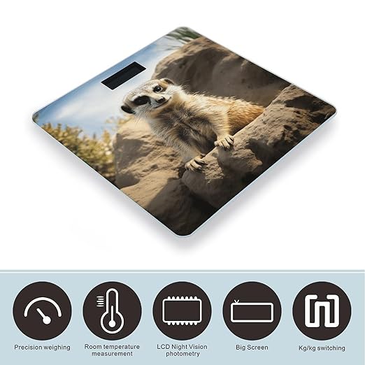Meerkat Animal Scale for Body Weight Accurate Digital Bathroom Scale Toughened Glass High Precision Scales Smart Weight Scales with Large LCD Backlight Display Weighing Machine