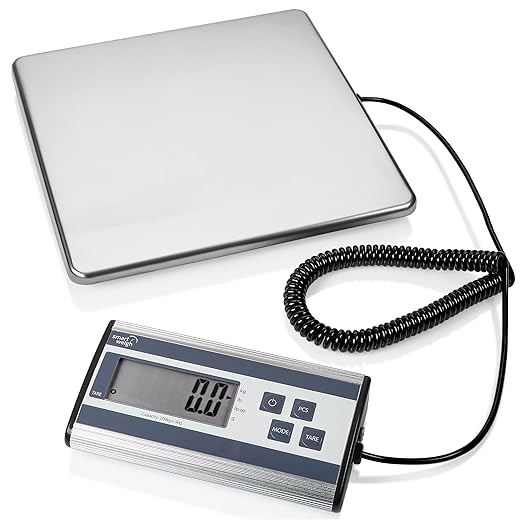 Smart Weigh Digital Postal Shipping Scale Heavy Duty 440 lb Capacity 6 oz Readability Hold &amp Tare Function Stainless Steel Platform