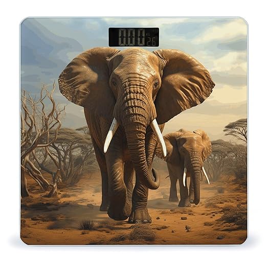 Elephant Animals Scale for Body Weight Accurate Digital Bathroom Scale Toughened Glass High Precision Scales Smart Weight Scales with Large LCD Backlight Display Weighing Machine