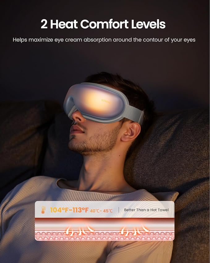 RENPHO Eye Massager with Heat Birthday Valentines Day Gifts Migraine Massager with Remote Compression Silent Mode Bluetooth Heated Sleep Mask for Strain Relief Stye Eye Improve Sleep