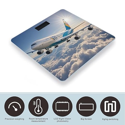 Airplane Bathroom Scale for Body Weight with High Precision Large LCD Backlight Display Digital Weighing Scale with BMI Capacity Up to 180kg