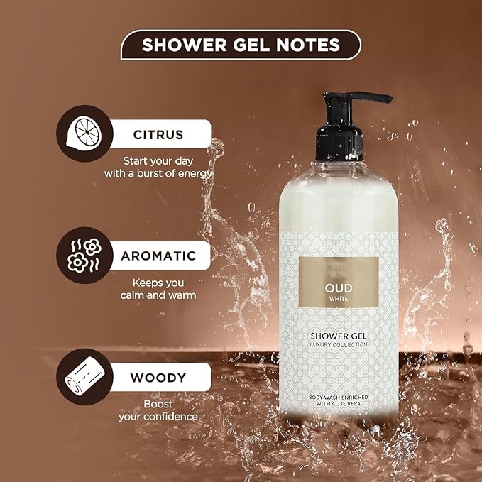 BVita Luxury OUD WHITE Unisex Body Wash Refreshing Shower Gel for Deep Cleansing Hydrating Moisturising Softer &amp Smoother Skin with Aloe Vera 500 ml