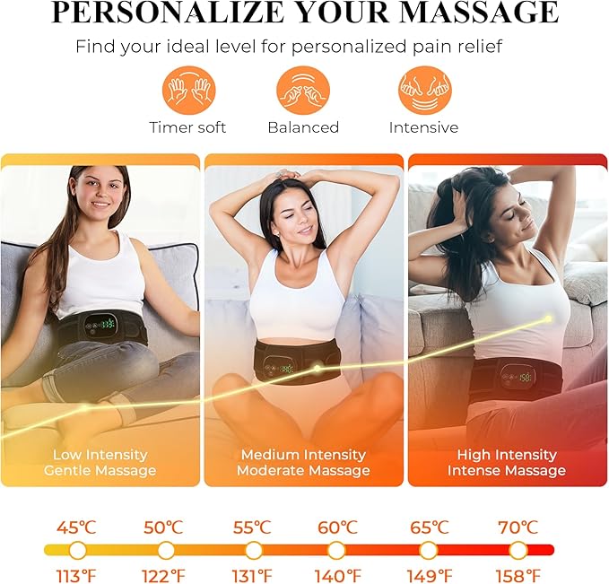 Heating Pad with Massager for Back Comfort Cordless Lower Back Massager with 6 Heat Levels Portable Vibrating Heated Belt for Lumbar/Abdominal- Gifts for Women Men Mom &amp Dad
