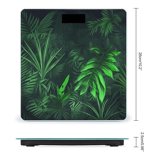 Green Tropical Jungle Plant Smart Scale for Body Weight Accurate Bathroom Scale with LED Display Digital Weight Scales Weighing Machine High Precision Scales for Bath Home