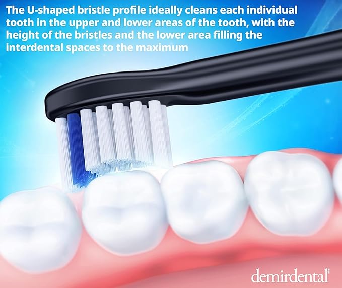 demirdental Mini Extra Soft Replacement Brush Heads Compatible with Philips Sonicare – Small Black Toothbrush Heads for Very Sensitive Teeth &amp Gums – Replaces HX6088eb – 8 Pack
